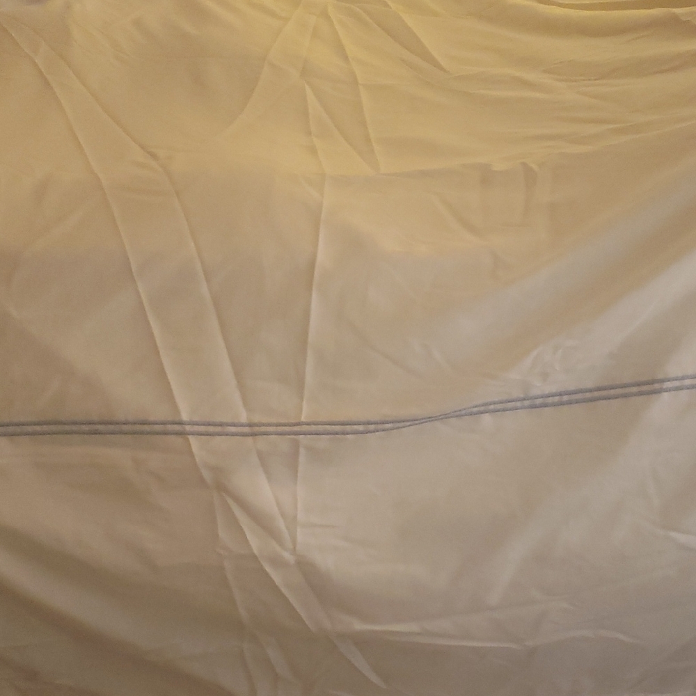 Hotel Collection Cream Duvet Cover with Light Blue Stitch Trim